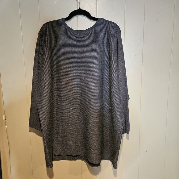 Gray Ribbed Knit Oversized Sweater Women’s 3X | Soft Stretch Pullover Tunic Top - Picture 2 of 5